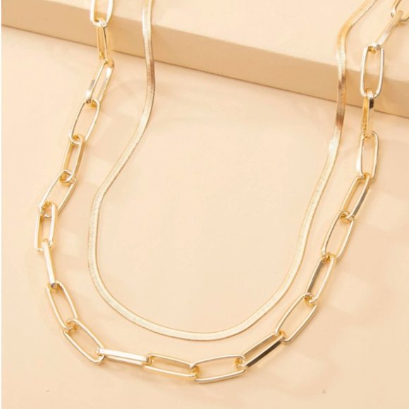 Jewelry - 5 for $25 Gold Color Two Layer Chain Necklace